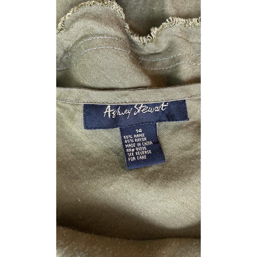 Ashley Stewart Boho Cottage Core Size 14 Lagenlook Layered Army Green Skirt - Picture 7 of 8
